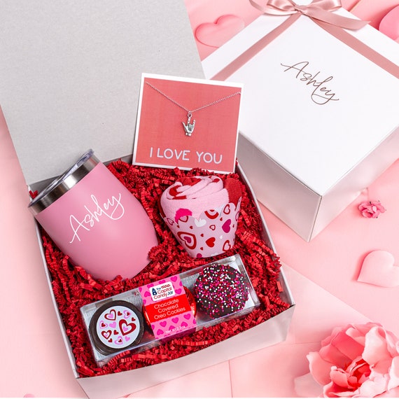 Valentines Day Gift Box, Personalized Tumbler, ASL Necklace - Etsy