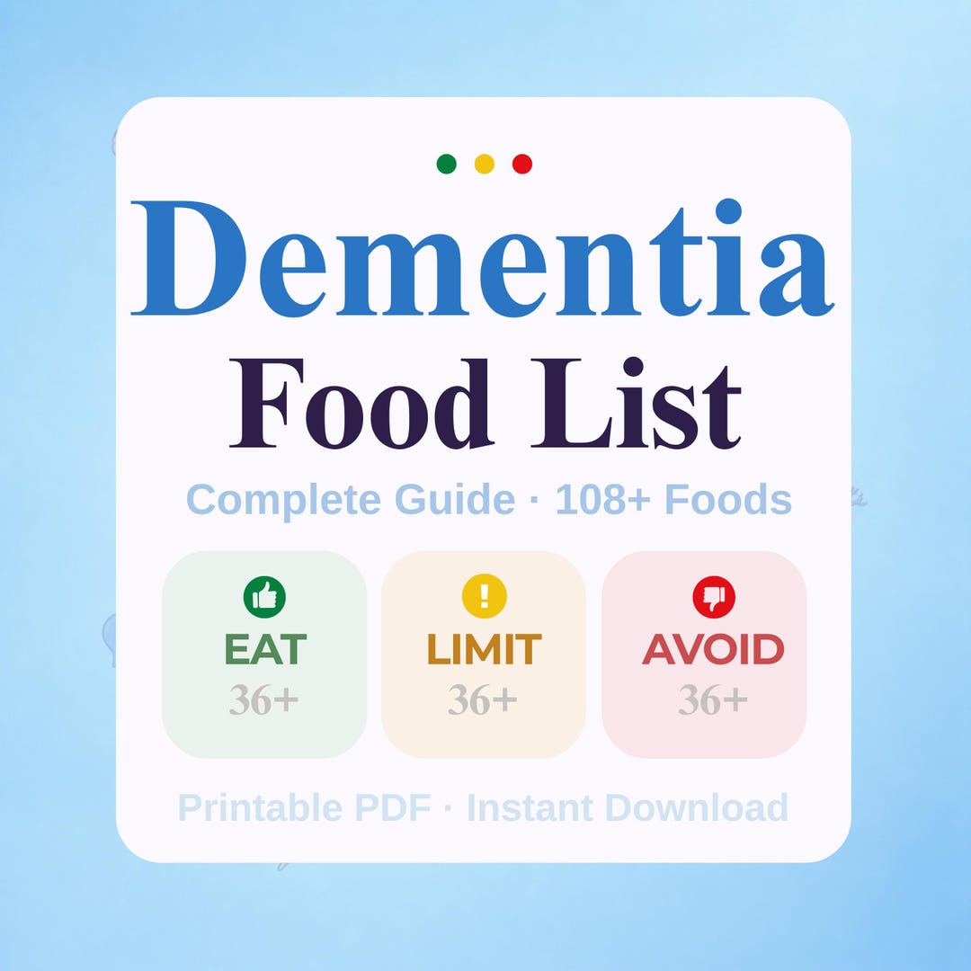 Memroy Reduce Dementia Food List Printable PDF | Brain Health Diet Guide | Foods to ...