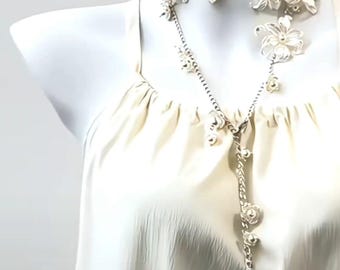 3D-Perlenkette mit floralem Muster, wandelbar in eine Taillenkette