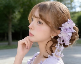 Elegante accessorio per capelli con fiori di seta e perle / Accessori per damigelle / Matrimoni / Accessorio romantico