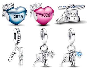 2026 Graduation Charm Bead, 925 Sterling Silver Pandora Graduation Charms Pendant, College Graduation Gift, Teacher's Jewelry, Student Gifts