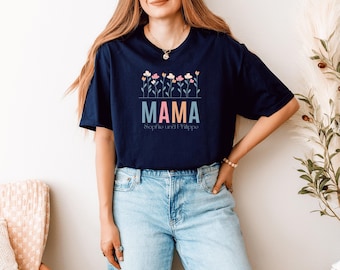 Dein persönliches Mama T-Shirt mit Kindernamen | Bio-Baumwolle | Muttertagsgeschenk