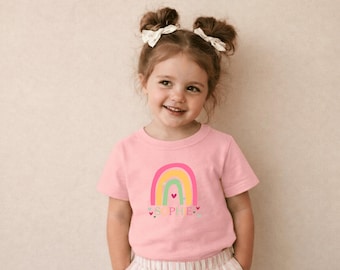 Kinder T-shirt Regenbogen personalisierbar mit Namen | Geschenk Taufe | Bio-Baumwolle nachhaltig