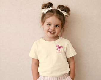 Kinder-T-Shirt Schleife pink | KINDER Shirt mit Name | Personalisierbar | Mädchen Geschenk