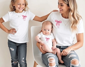 Mini Me Schleife Set | KINDER T-Shirt Schleife rosa | Mutter Tochter Familienlook