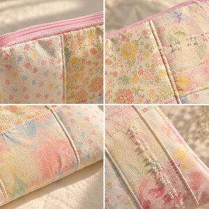 Estuche con cremallera hecho a mano con retazos, neceser floral, organizador de viaje, regalo para ella. imagen 4