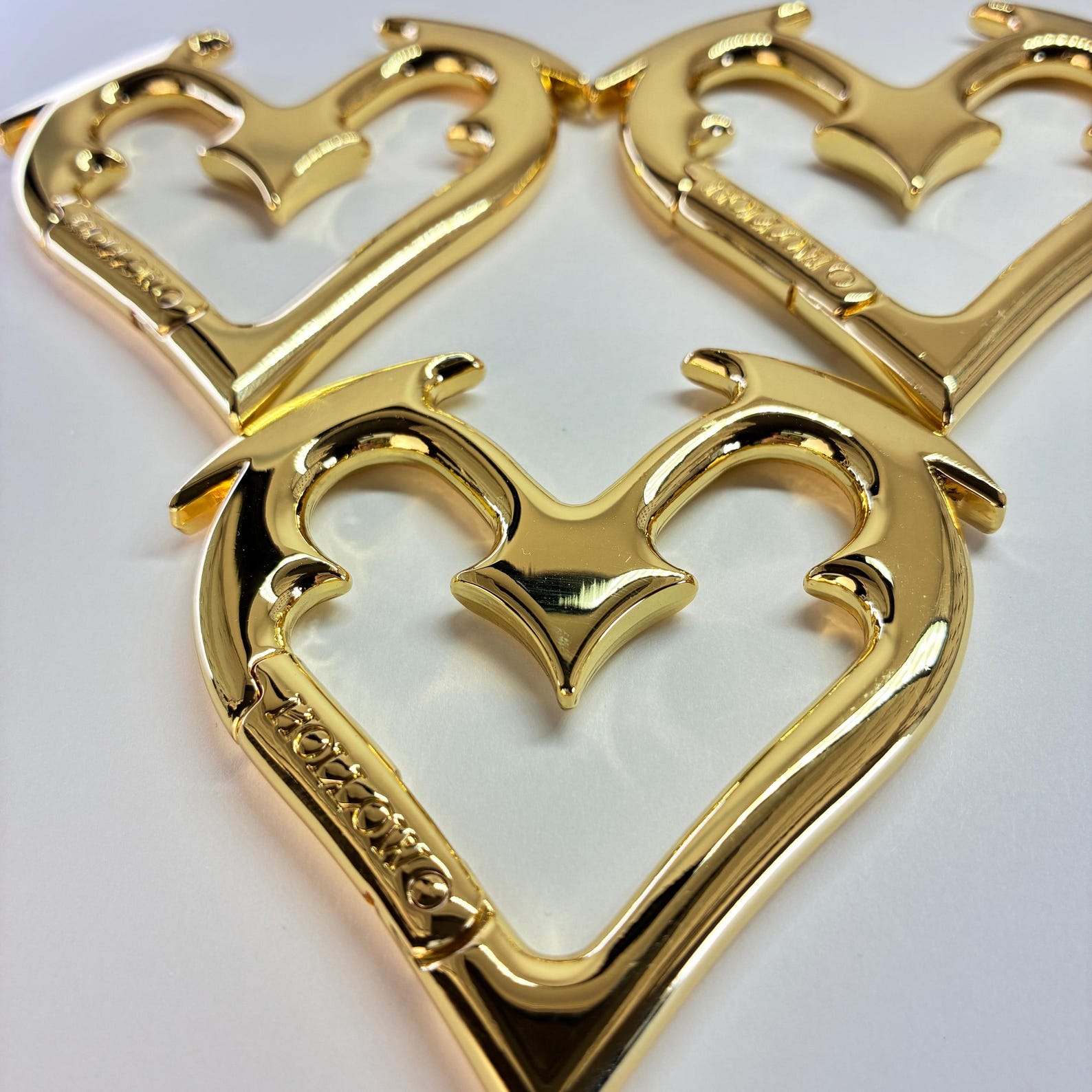 12 Pack Heart Shaped Carabiner Keychain Clips – Silver Metal Spring Key Rings