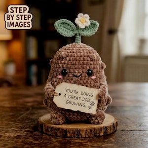 Laag naai positief aardappelhaakpatroon pdf, schattige amigurumi, kawaii knuffelpatroon, haken voor beginners, cadeau voor vriend, klein snel project