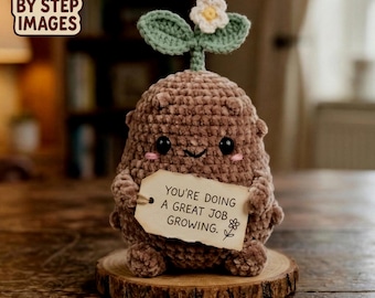 Low Sew Positive Potato Häkelanleitung, PDF, niedliches Amigurumi, Kawaii Plüschtier Muster, Anfänger häkeln, Geschenk für Freund, kleines schnelles Projekt