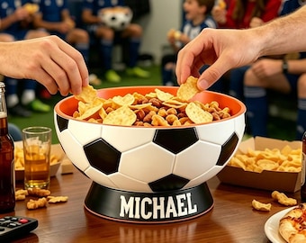 Bol personalizado para aperitivos de fútbol impreso en 3D, bol personalizado para fiestas de fútbol con nombre.
