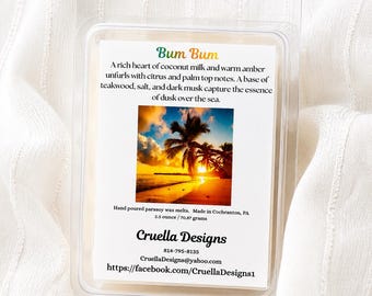 Bum Bum Wax Melts | Coconut Milk, Citrus, Amber, Teakwood | Tropical Luxury Home Fragrance