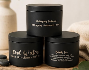 Masculine Candle Gift Set | Black Ice, Water, Mahogany Teakwood Trio