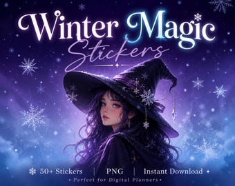 Winter Magic Stickers | Witchy Digital Planner PNG (Instant Download)