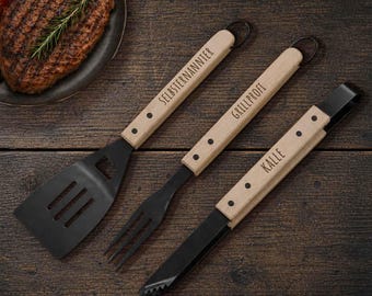 Utensili per barbecue personalizzati, regalo per uomo, pinze per barbecue in acciaio inox con nome, idee regalo per uomo, regalo di Natale per papà, Hellowild