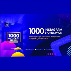 Sjabloon 1000 Instagram Stories After Effects, geen plug-ins, verhaalsjablonen voor sociale media, direct downloaden