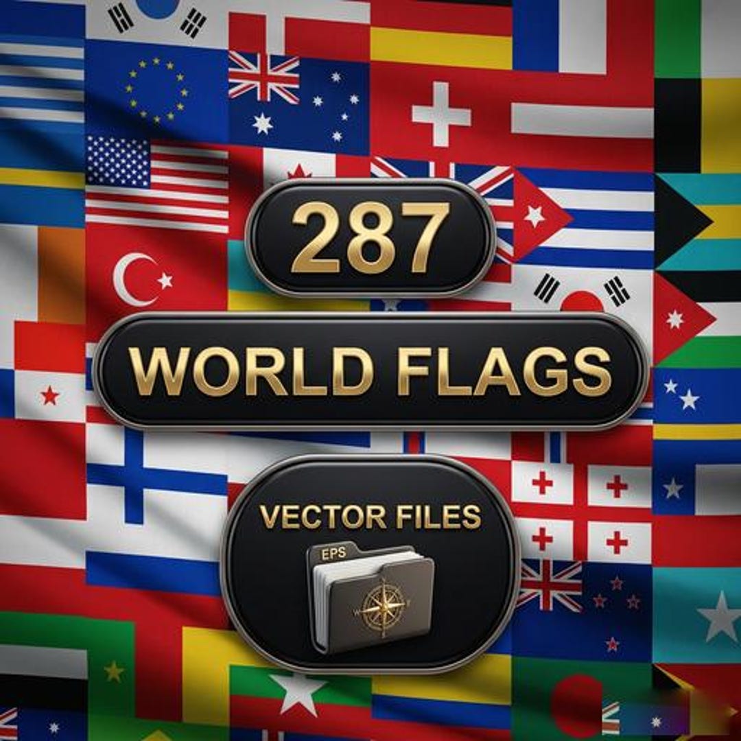 Editable Party Flags World Flags Editable Collection | Editable File |286 Countries Flags ...