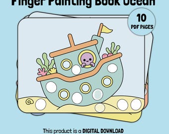 Ocean Finger Painting Activity Book for Toddlers | Printable Busy Book | Dot Marker Pages | Kids PDF Download