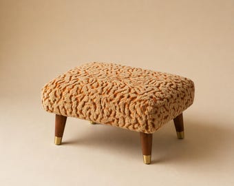Genuine Sheephide Ottoman Footstool | One of a Kind Midcentury Modern Design