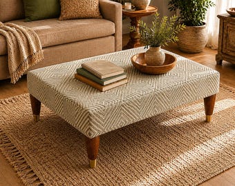 Ottomane Couchtisch Bank | Boho Erdige Olivgrün Baumwolle Leinen Mix