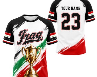Custom Iraq Soccer Jersey, Victory Soccer 2026 Personalized Name Number Shirt