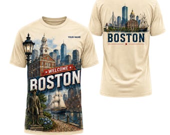 Personalized Boston Shirt, Custom Name Massachusetts Travel T-Shirt