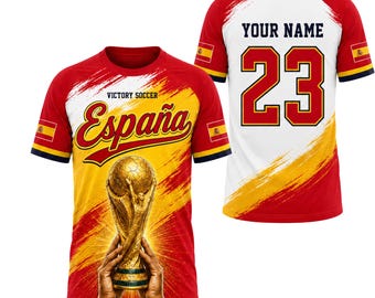 Custom Spain Soccer Jersey, Victory Soccer 2026 Personalized Name Number Shirt