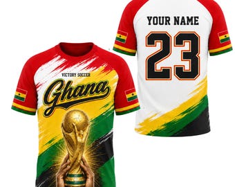 Custom Ghana Soccer Jersey, Victory Soccer 2026 Personalized Name Number Shirt