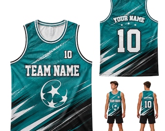 Personalized Teal Basketball Jersey, Custom Team Name Number Sports Jersey