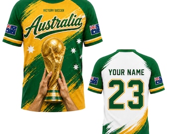 Custom Australia Soccer Jersey, Victory Soccer 2026 Personalized Name Number Shirt