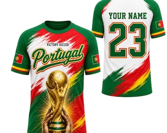 Custom Portugal Soccer Jersey, Victory Soccer 2026 Personalized Name Number Shirt