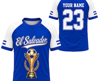 Custom El Salvador Soccer Jersey, Victory Soccer 2026 Personalized Name Number Shirt