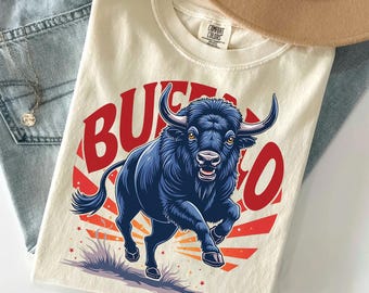 Buffalo Football Shirt, Retro Bison Hoodie, Vintage Gameday Sweatshirt, Kids Youth Adult T-shirt, Football Fan Pullover Gift