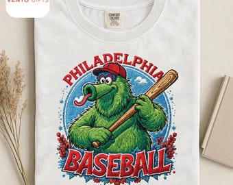 Vintage Inspired Philadelphia Shirt, (Embroidery-style Print) Unisex Game Day Shirt, Kids Gift, Mascot Graphic Tee,