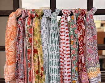 Set di parei boho, set di parei da spiaggia con stampa a blocchi a mano, pareo in cotone floreale, copricostume estivo, parei all'ingrosso, sciarpa da resort