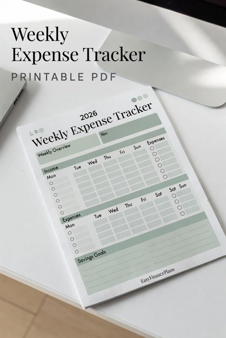 Weekly Expense Tracker Printable PDF – Simple Budgeting Template for ...