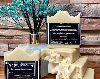 Gentle Glow Sensitive Skin Soap | Goat Milk Tallow Facial & Body Bar | Lavender Frankincense Soap | Natural Cold Process Moisturizing Bar