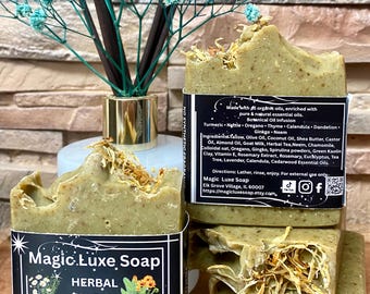 Herbal Shield | Goat Milk Soap | Botanical Infusion Soap | Handmade Cold Process Soap | Essential Oil Soap | Herbal Collection| Tallow Soap