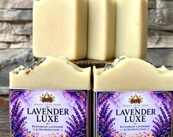 Lavender Luxe Soap Bar | Handmade Cold Process Soap | Moisturizing Natural Face & Body Bar | Lavender Frankincense Soap | Gentle Cleanser