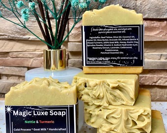 Nettle & Turmeric Goat Milk Tallow Soap | Herbal Botanical Artisan Bar