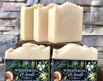 Whispering Woods | Goat Milk Soap | Cedarwood, Frankincense & Patchouli | Handmade Cold Process Soap | Luxury Essential Oil Soap|