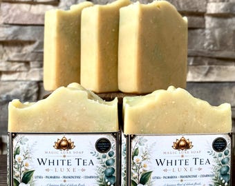 White Tea Luxe Soap | Goat Milk Tallow Soap | Essential Oil Soap | Cold Process Soap | Natural Soap | Luxury Soap