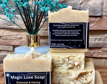 Oatmeal & Honey | Handmade Goat Milk Tallow Soap | Unscented Cold Process Bar | Colloidal Oatmeal Sensitive Skin Soap | Natural Skincare