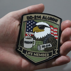 DD-214 Alumni Life Member Patch | Bald Eagle Freedom Coffee Tactical Badge