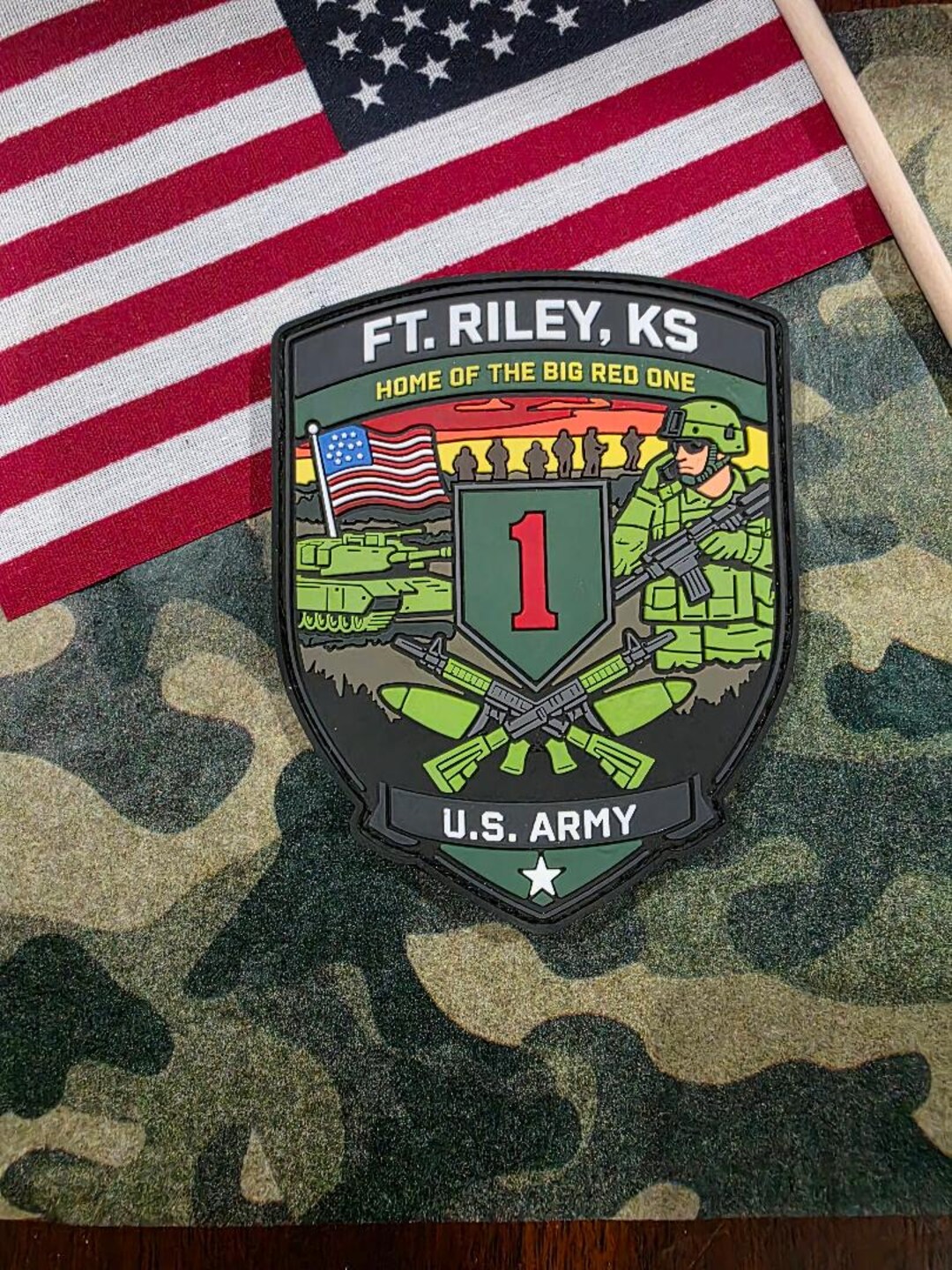 FT. Riley PVC Patch | Big Red One, 1st Infantry Division U.S. Army Hook ...