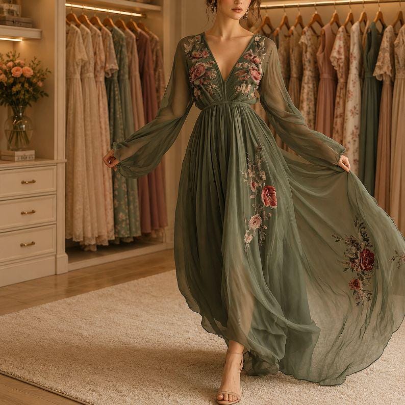 Chiffon Boho Dress - Etsy
