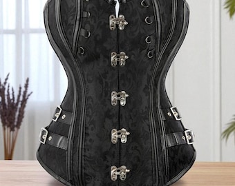 Steampunk Pirate Corset Top – Gothic PU Leather Bustier, Renaissance Costume Waist Cincher