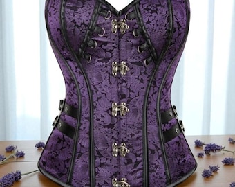 Haut corset pirate steampunk - Bustier gothique en cuir PU, serre-taille costume Renaissance