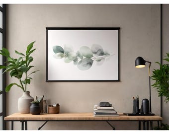 Watercolor Eucalyptus Print | Botanical Wall Art Sage Green Minimalist Decor | Digital Download
