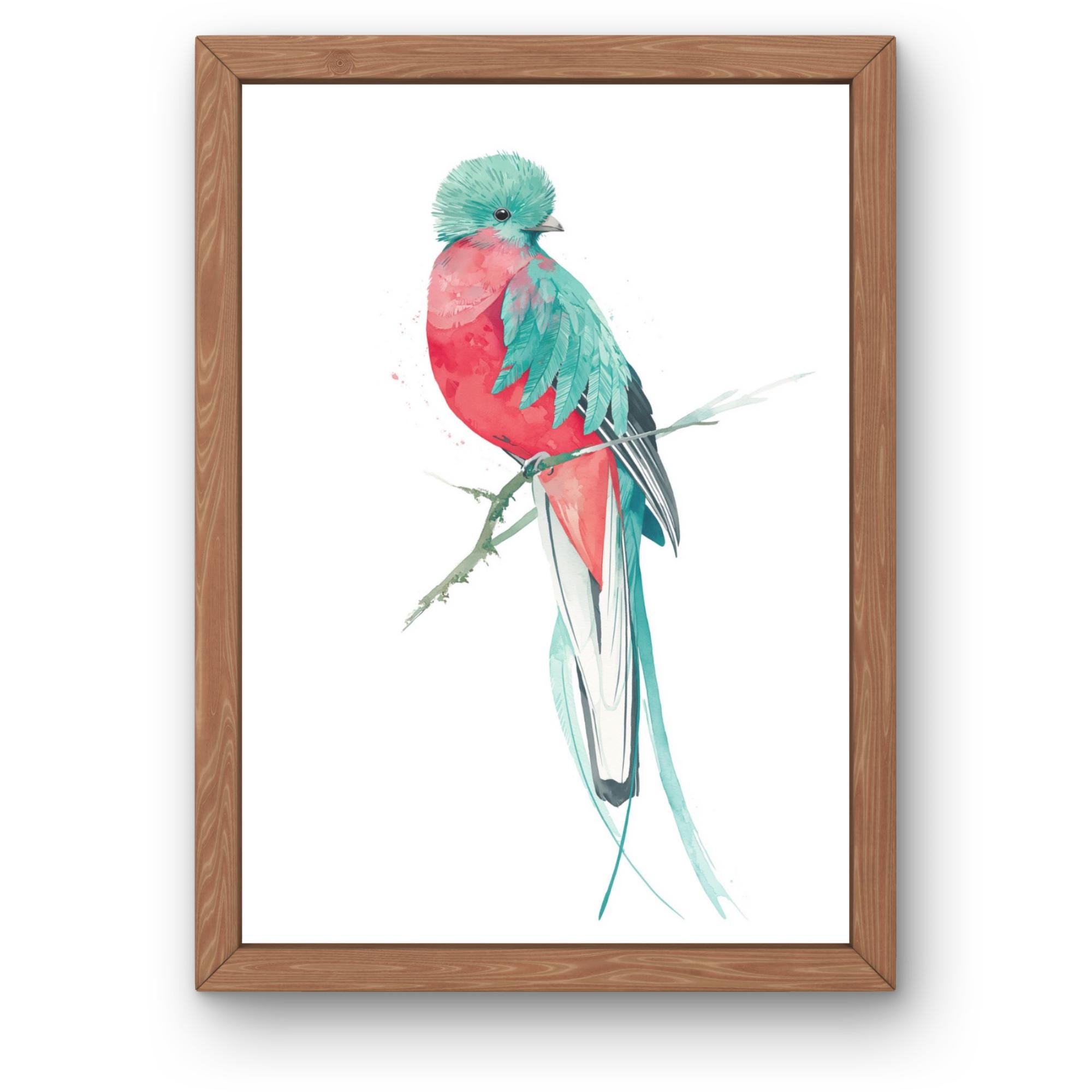 Quetzal Watercolor Print | Tropical Bird Wall Art | Printable Exotic Wildlife Home Decor