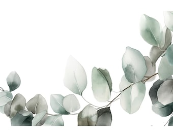 Watercolor Eucalyptus Print | Botanical Wall Art Green Leaves | Minimalist Plant Decor | Digital Download